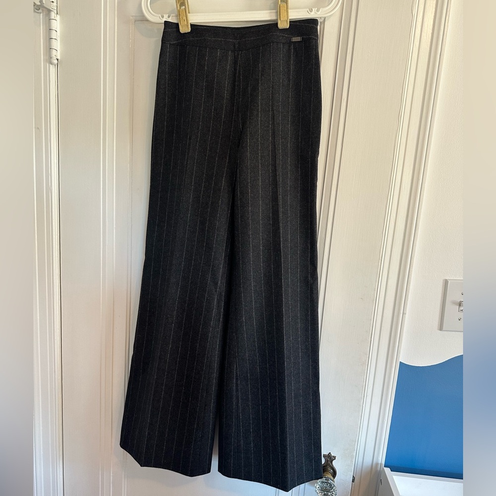 Vintage Chanel Grey Wool Pinstriped Pants. French size 34. US size 2.